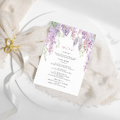 Elegante Paarse Wisteria Bloemen Bruiloft Menu