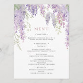 Elegante Paarse Wisteria Bloemen Bruiloft Menu (Voorkant)