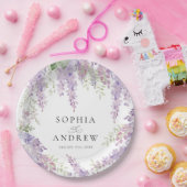 Elegante Paarse Wisteria Bloemen Bruiloft Papieren Bordje (Feest)