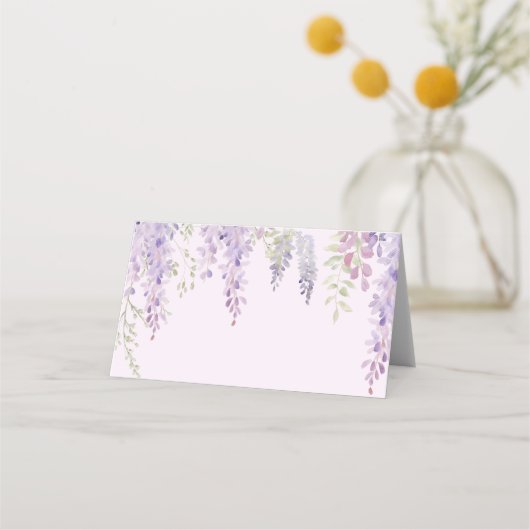 Elegante Paarse Wisteria Bloemen Bruiloft Plaatskaartje (Achterkant)