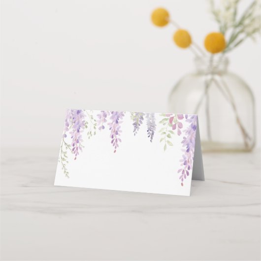 Elegante Paarse Wisteria Bloemen Bruiloft Plaatskaartje (Voorkant)