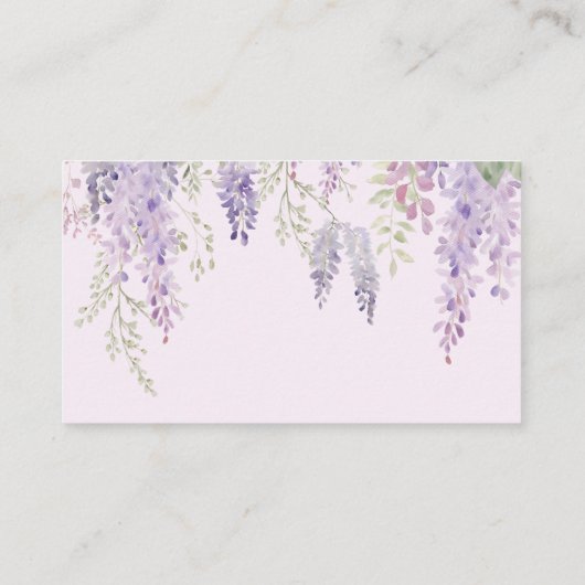 Elegante Paarse Wisteria Bloemen Bruiloft RSVP Kaa Informatiekaartje (Achterkant)