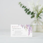 Elegante Paarse Wisteria Bloemen Bruiloft RSVP Kaa Informatiekaartje (Staand voorkant)
