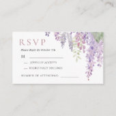Elegante Paarse Wisteria Bloemen Bruiloft RSVP Kaa Informatiekaartje (Voorkant)