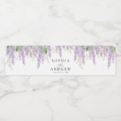 Elegante Paarse Wisteria Bloemen Bruiloft Waterfles Etiket (Enkel label)