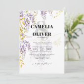 Elegante Paarse Wisteria Bloemen Moderne Bloemen Kaart (Staand voorkant)