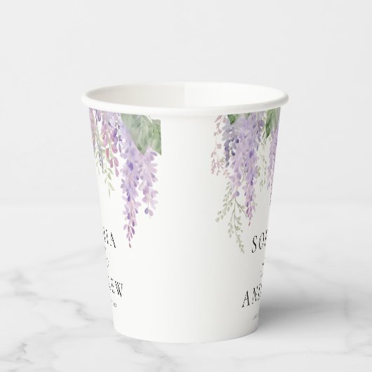 Elegante Paarse Wisteria Bloemen Papieren bekers (Links)