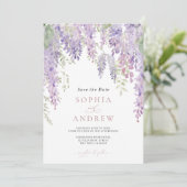 Elegante Paarse Wisteria Bloemen SAVE the DATE Kaart (Staand voorkant)