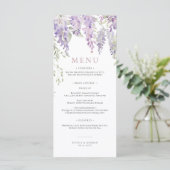 Elegante paarse Wisteria bloemen trouwmenu Menu (Staand voorkant)