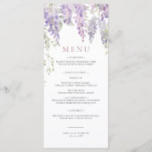 Elegante paarse Wisteria bloemen trouwmenu Menu (Voorkant)