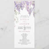 Elegante Paarse Wisteria Bloemen Trouwprogramma's Programmakaart (Voorkant)