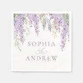 Elegante Paarse Wisteria Bloemen Trouwservetten Servet (Voorkant)