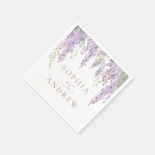 Elegante Paarse Wisteria Bloemen Trouwservetten Servet (Hoek)