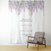 Elegante Paarse Wisteria Bloemen Trouwwandtapijt Wandkleed (In situ)