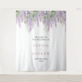 Elegante Paarse Wisteria Bloemen Trouwwandtapijt Wandkleed (Voorkant)