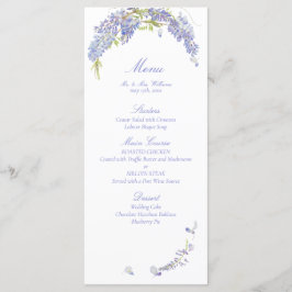 Elegante Paarse Wisteria Botanische Script bruilof Menu