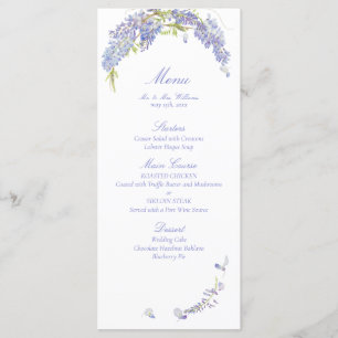 Elegante Paarse Wisteria Botanische Script bruilof Menu