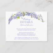 Elegante Paarse Wisteria Classic Script Details Informatiekaartje (Voorkant)