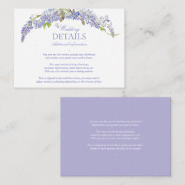 Elegante Paarse Wisteria Classic Script Details Informatiekaartje