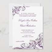 Elegante Paarse Witte  Bloeiende Bruiloft Kaart (Voorkant)