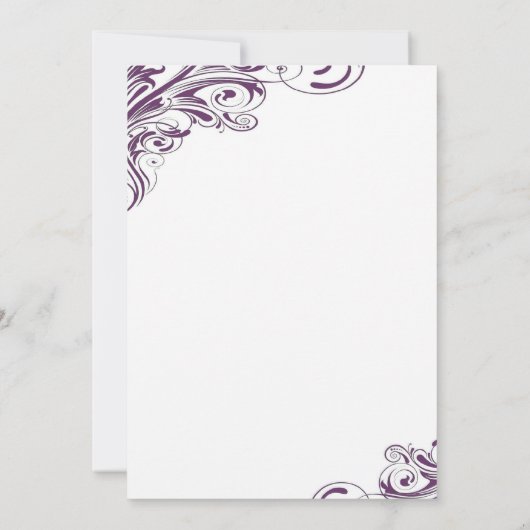 Elegante Paarse Witte  Bloeiende Bruiloft Kaart (Achterkant)