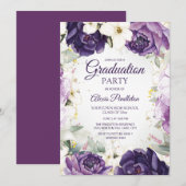 Elegante paarse witte bloemengraduatied kaart (Voorkant / Achterkant)