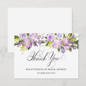 Elegante paarse witte bloemrijke bruidsmeisjesjurk bedankkaart (Voorkant / Achterkant)