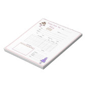 Elegante paarse witte cake bestelformulier notitie notitieblok (Linkerzijde)
