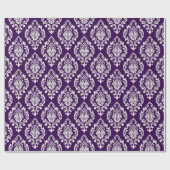 Elegante paarse witte Damask Pattern Luxury Cadeaupapier (Vlak)
