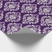 Elegante paarse witte Damask Pattern Luxury Cadeaupapier (Hoek)