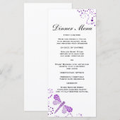 Elegante Paarse & Witte Dragonfly Slim Dinner Menu (Voorkant / Achterkant)