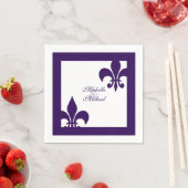 Elegante Paarse witte Fleur de Lis bruiloft Servetten (Insitu)