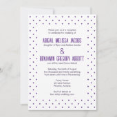 Elegante Paarse & witte Polka-gestippelde receptie Kaart (Voorkant)