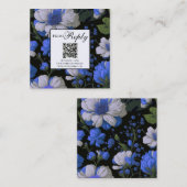 Elegante paarse witte zilveren bloemenQR-code Informatiekaartje (Voorkant / Achterkant)