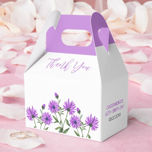 Elegante Paarse Xeranthemum Bloemen Dank u Bedankdoosjes (Huwelijk)