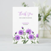 Elegante Paarse Xeranthemum Bloemen Dank u Bedankkaart (Staand voorkant)