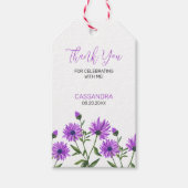 Elegante Paarse Xeranthemum Bloemen Dank u Cadeaulabel (Voorkant)