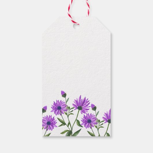Elegante Paarse Xeranthemum Bloemen Dank u Cadeaulabel (Achterkant)