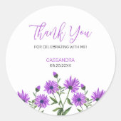 Elegante Paarse Xeranthemum Bloemen Dank u Ronde Sticker (Voorkant)