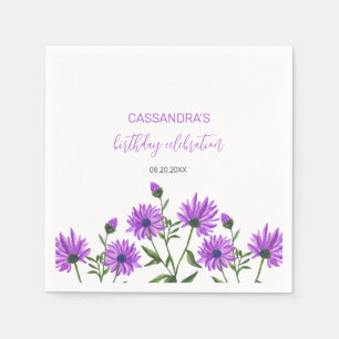 Elegante Paarse Xeranthemum Bloemen Verjaardagsfee Servet