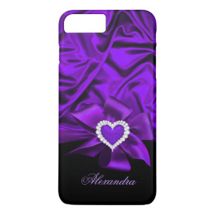 Elegante Paarse Zijde Uitzicht Zwarte Hart Sierade Case-Mate iPhone Case