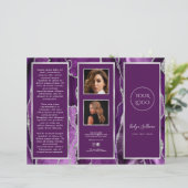 Elegante Paarse zilveren agaat brochure (Staand voorkant)
