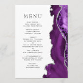 Elegante Paarse zilveren agaat bruiloft Menu (Voorkant)