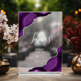 Elegante paarse zilveren agaat huwelijksgunsten acryl bord