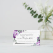 Elegante Paarse & Zilveren Bloemen Bruiloft Websit Informatiekaartje (Staand voorkant)