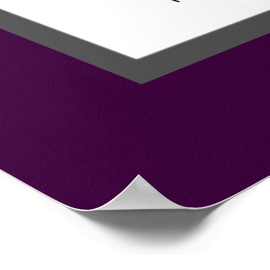 Elegante Paarse Zilveren Bruiloft Zitkaarten Poster (Hoek)