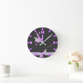  elegante Paarse zwart-wit achtergrond Ronde Klok (Huis)