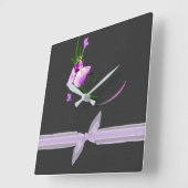  elegante Paarse zwart-wit achtergrond Vierkante Klok (Hoek)