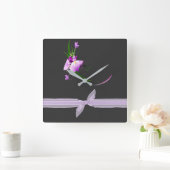  elegante Paarse zwart-wit achtergrond Vierkante Klok (Huis)