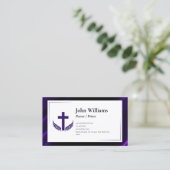 Elegante Paarse Zwarte Kerk Pastor Priest Visitekaartje (Staand voorkant)